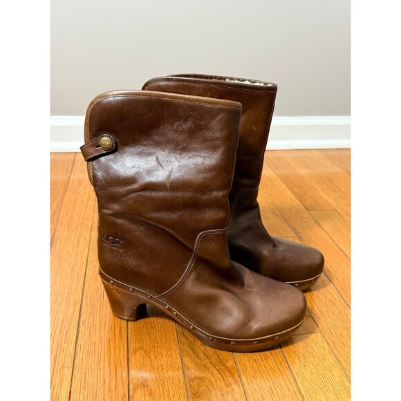 UGG Lynnea Leather Ankle Boots Size 7 - Picture 3 of 10
